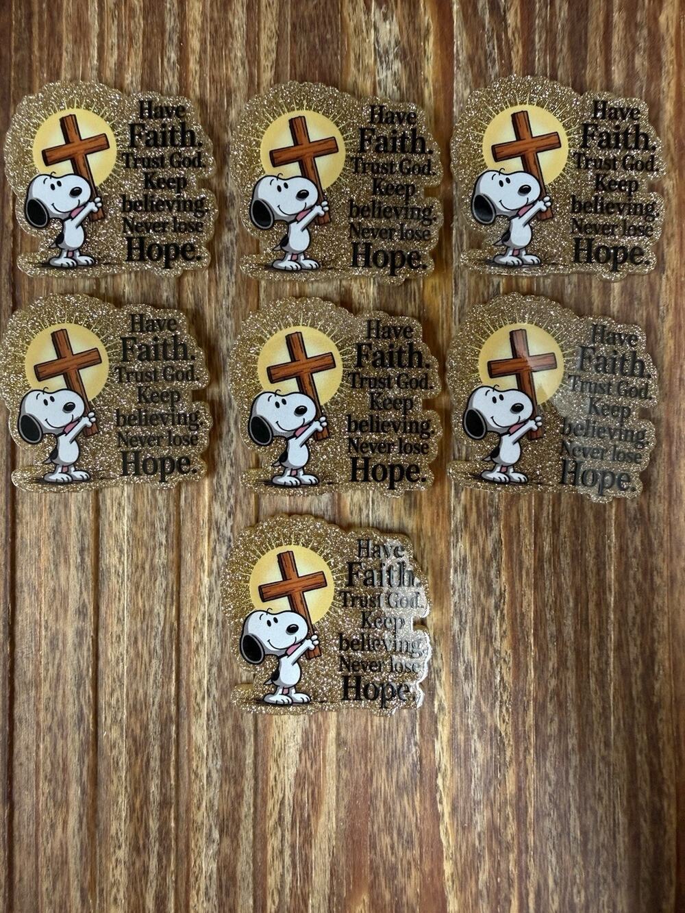 7 Pc Snoopy - Have Faith Acrylic Flatbacks
